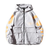 Raglan Letter Print Hooded Jacket